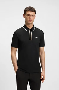 Slim-fit polo shirt quick-dry stretch cotton