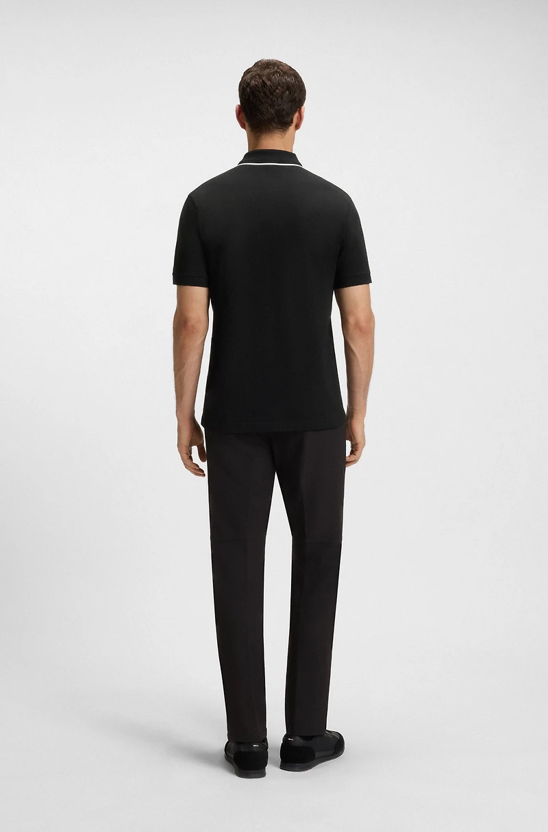 Slim-fit polo shirt quick-dry stretch cotton