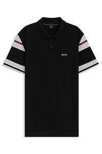 Slim-fit polo shirt cotton with block stripes