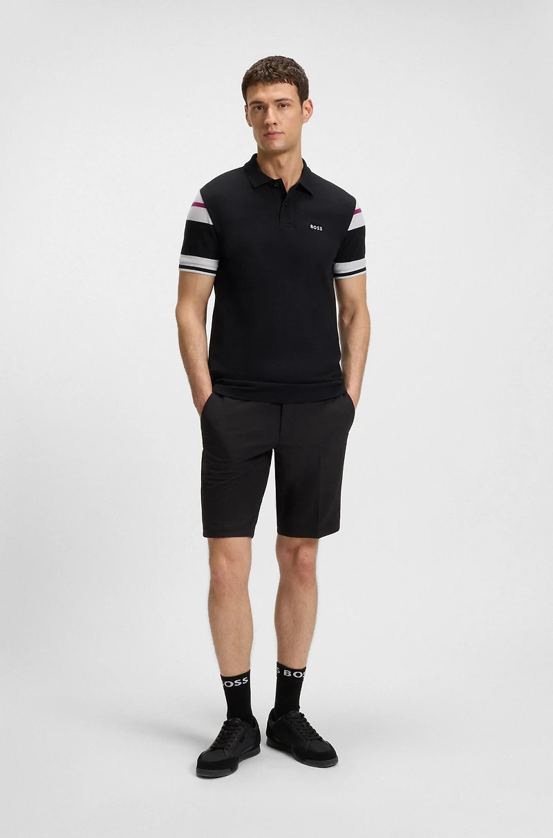 Slim-fit polo shirt cotton with block stripes