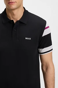 Slim-fit polo shirt cotton with block stripes