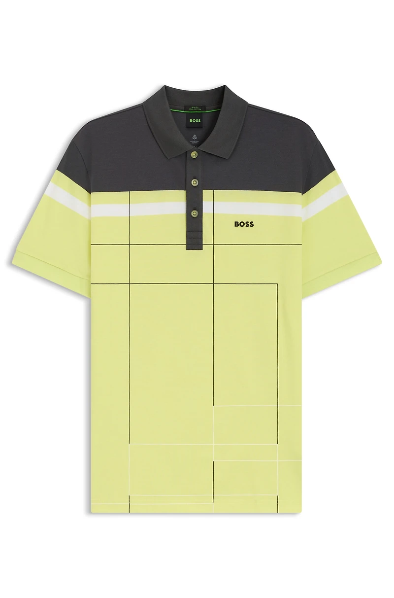 Slim-fit polo shirt quick-dry stretch cotton