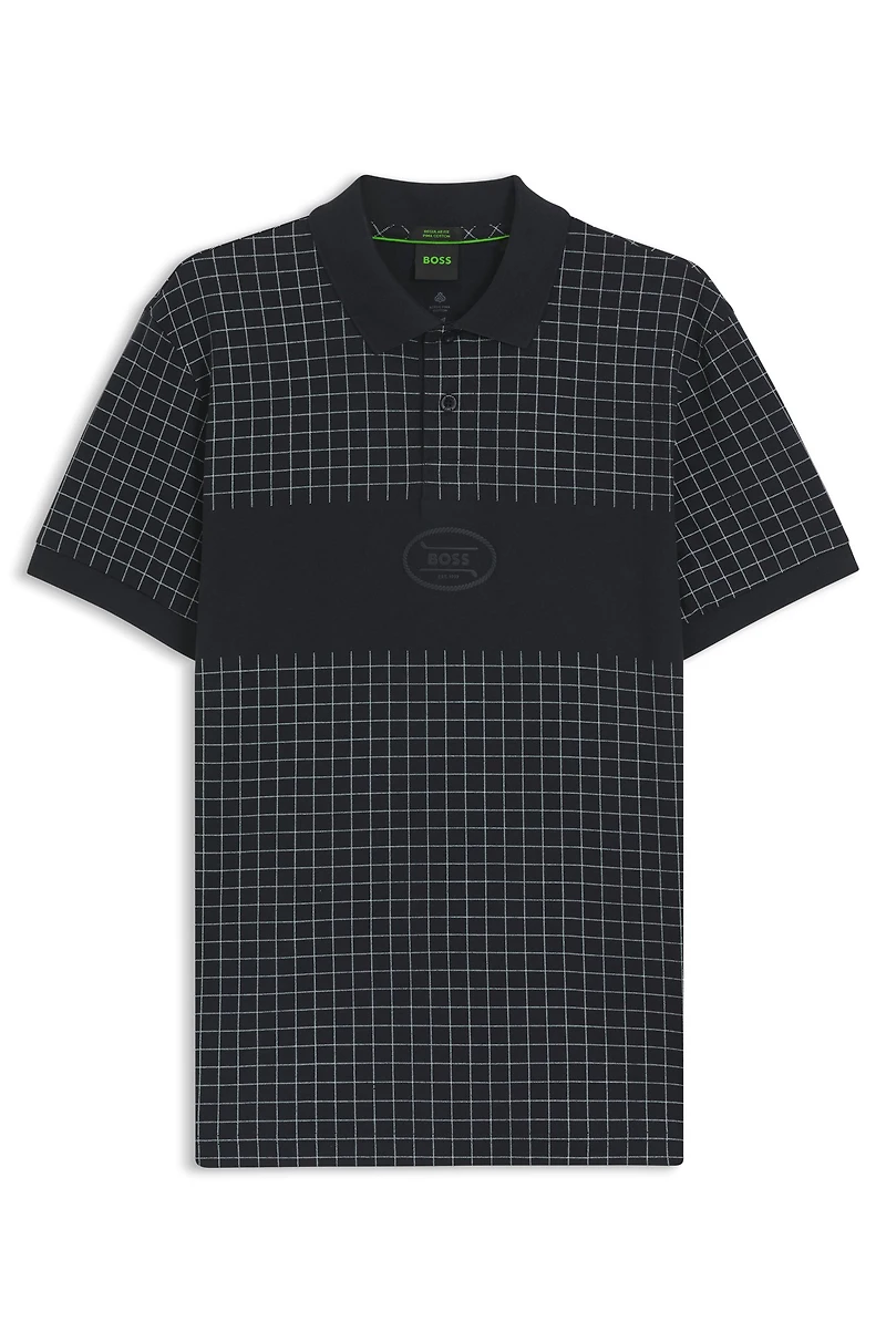 Regular-fit polo shirt lightweight checked Pima cotton