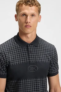 Regular-fit polo shirt lightweight checked Pima cotton