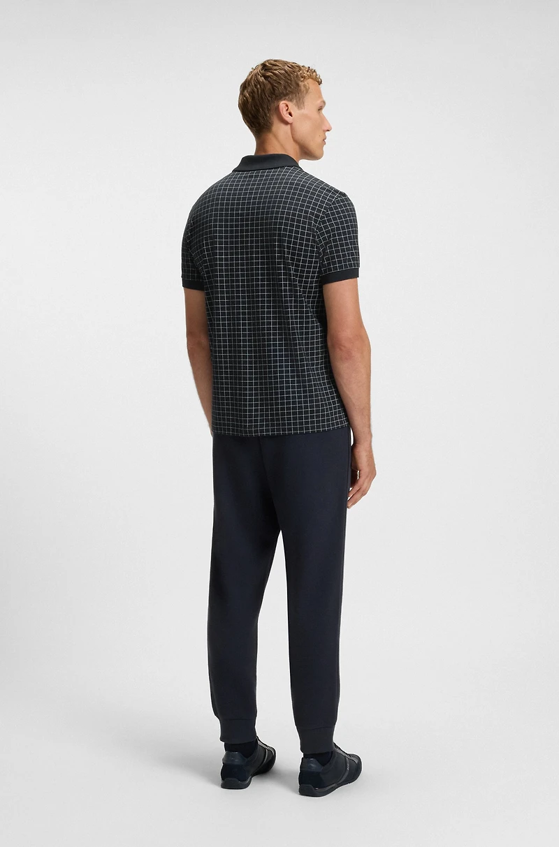 Regular-fit polo shirt lightweight checked Pima cotton
