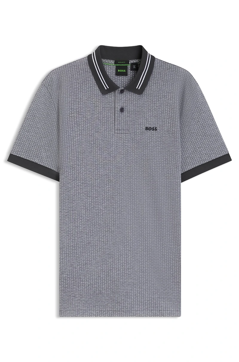 Cotton-piqué polo shirt with dot print