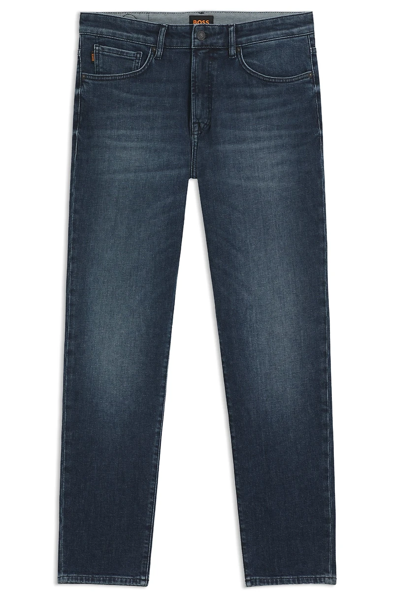 Tapered-fit jeans blue comfort-stretch denim
