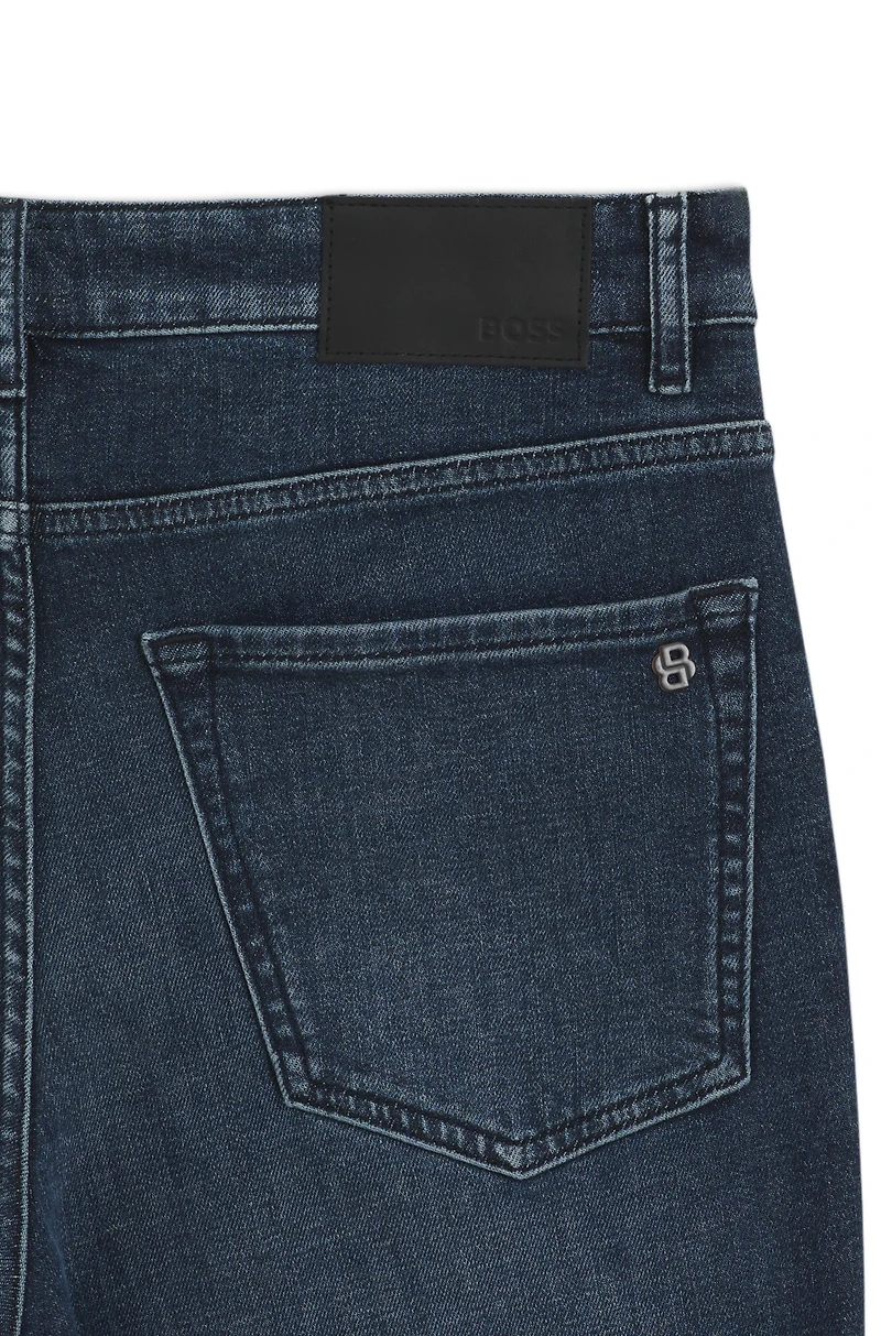 Tapered-fit jeans blue comfort-stretch denim