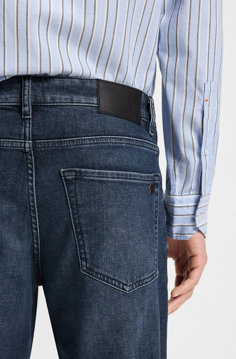 Tapered-fit jeans blue comfort-stretch denim