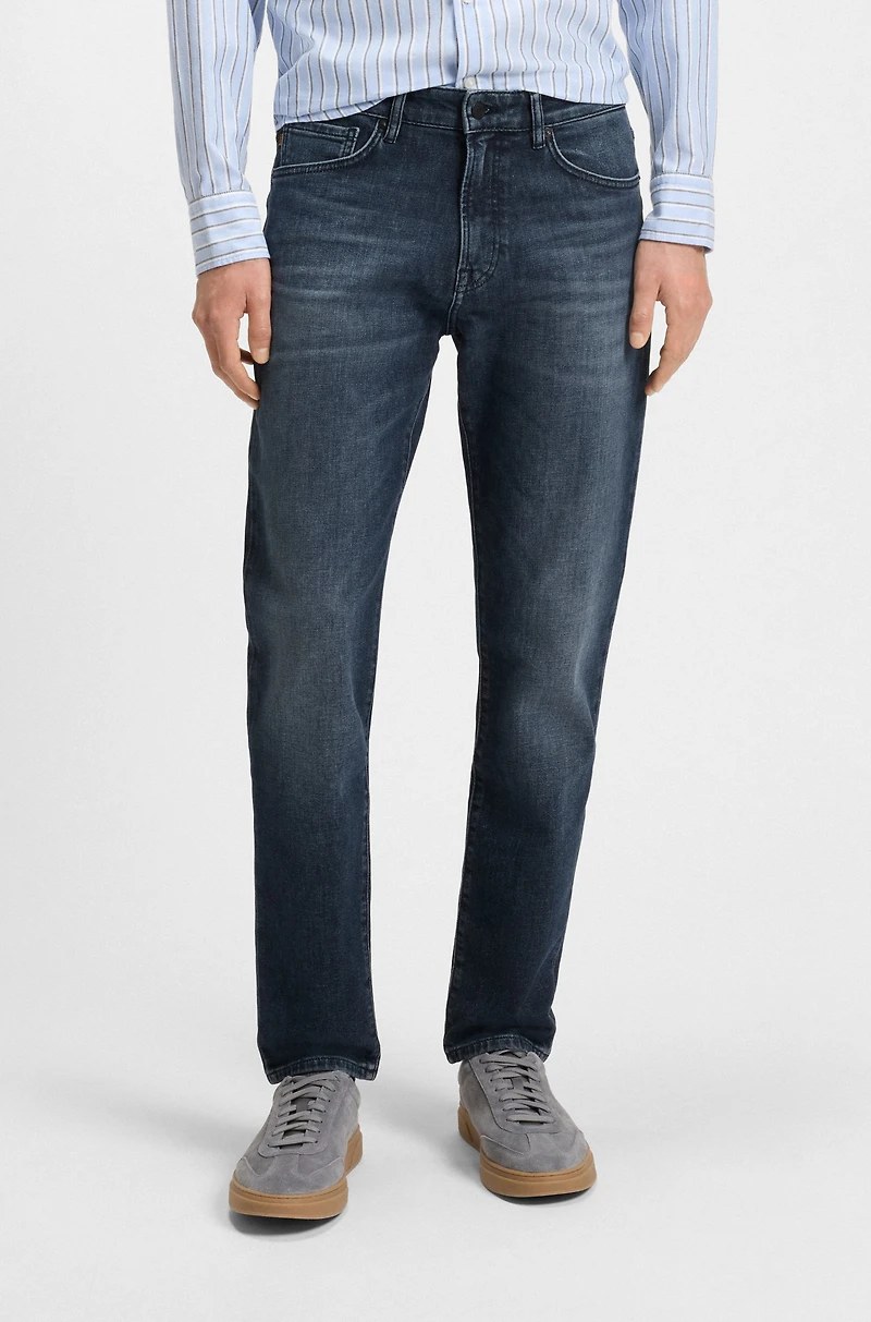 Tapered-fit jeans blue comfort-stretch denim