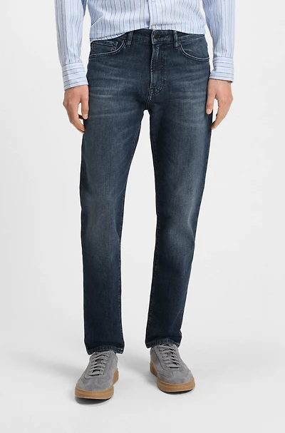 Tapered-fit jeans blue comfort-stretch denim