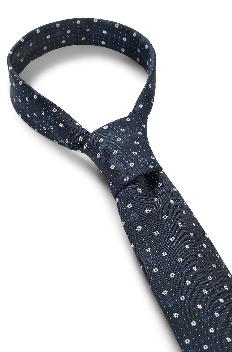 Silk-blend tie with micro Double B monograms