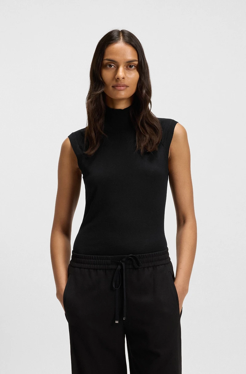 High-neck top merino wool