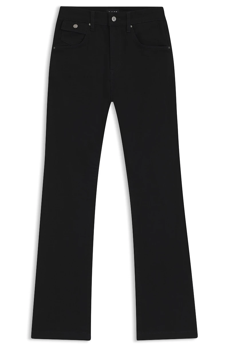 Black wide leg jeans stretch denim