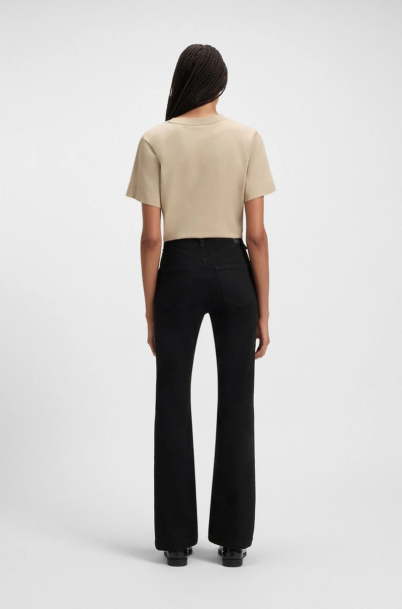 Black wide leg jeans stretch denim