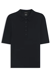 Merino-wool polo sweater with five-button placket