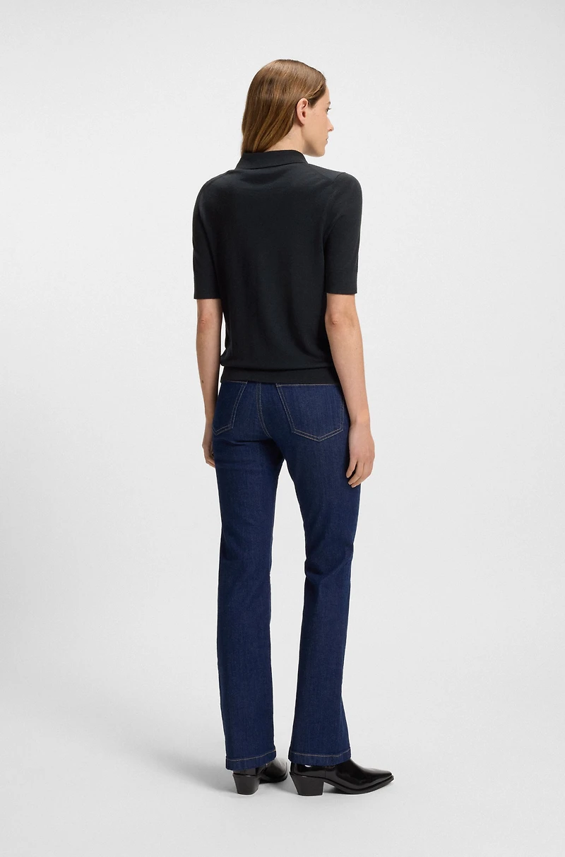 Merino-wool polo sweater with five-button placket