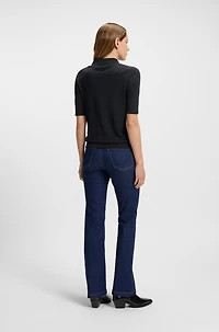 Merino-wool polo sweater with five-button placket