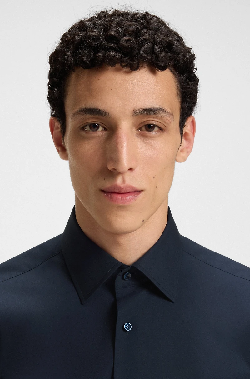 Regular-fit shirt easy-iron stretch-cotton poplin