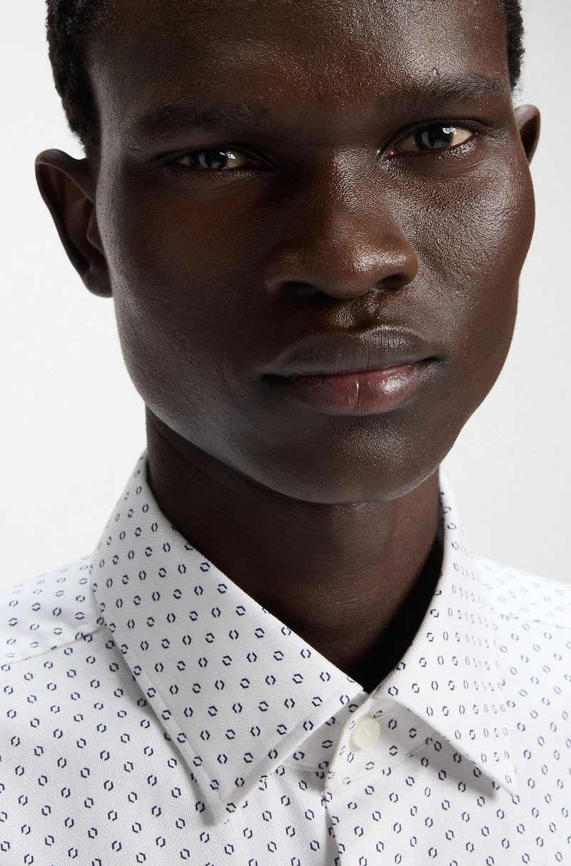 Slim-fit shirt printed Oxford stretch cotton