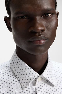 Slim-fit shirt printed Oxford stretch cotton