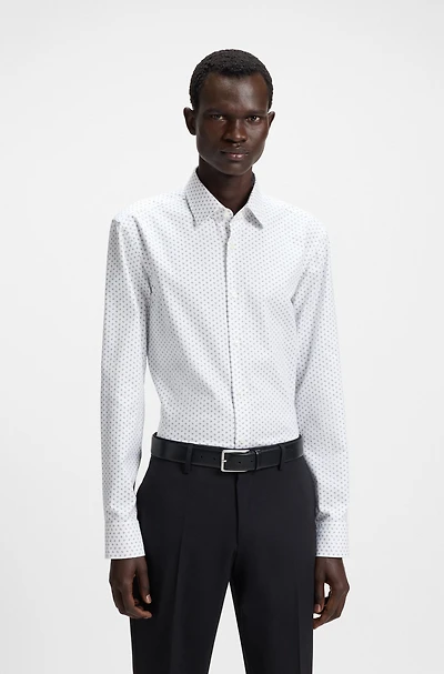 Slim-fit shirt printed Oxford stretch cotton