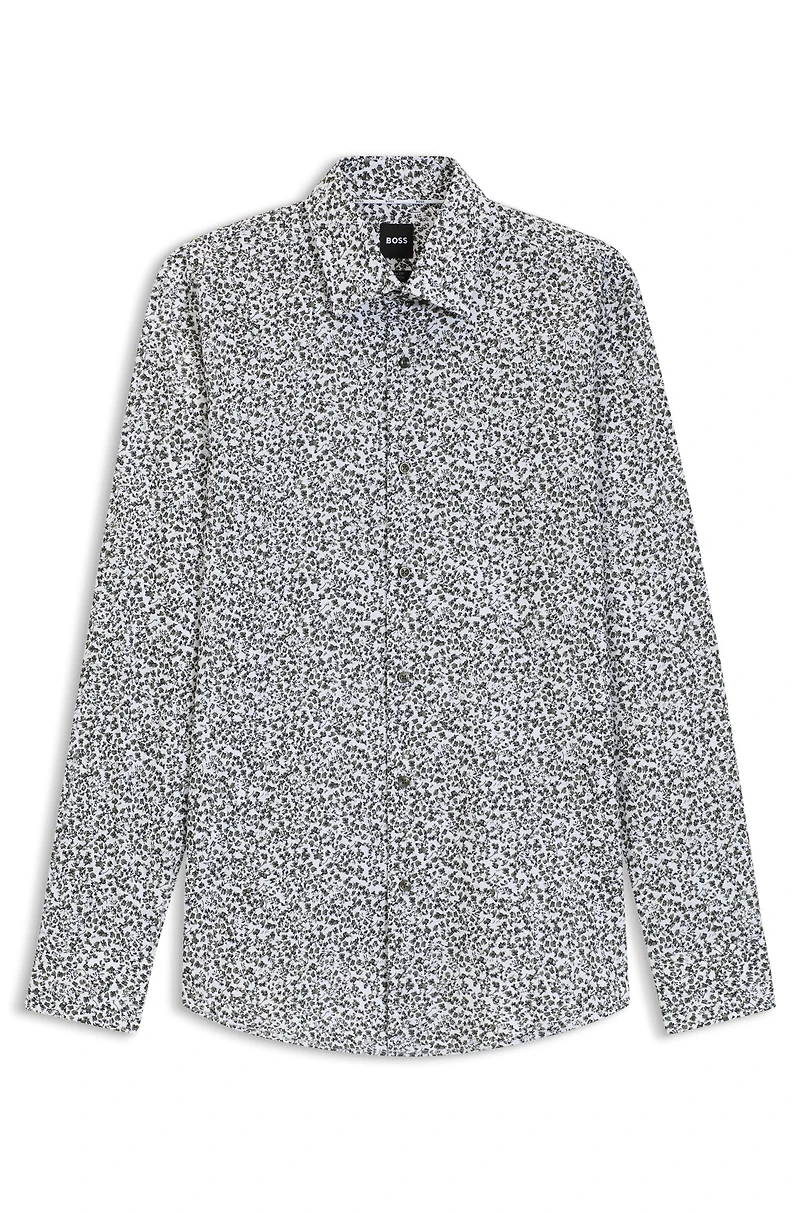 Slim-fit shirt floral-print stretch-cotton poplin