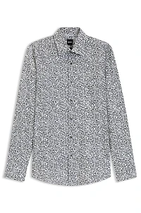 Slim-fit shirt floral-print stretch-cotton poplin