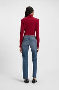 Blue slim-fit jeans marbled comfort-stretch denim