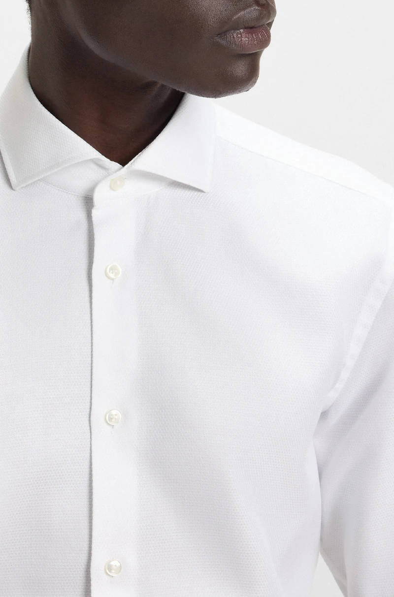 Slim-fit shirt micro-structured Italian cotton