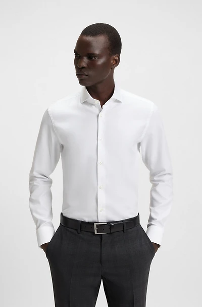 Slim-fit shirt micro-structured Italian cotton