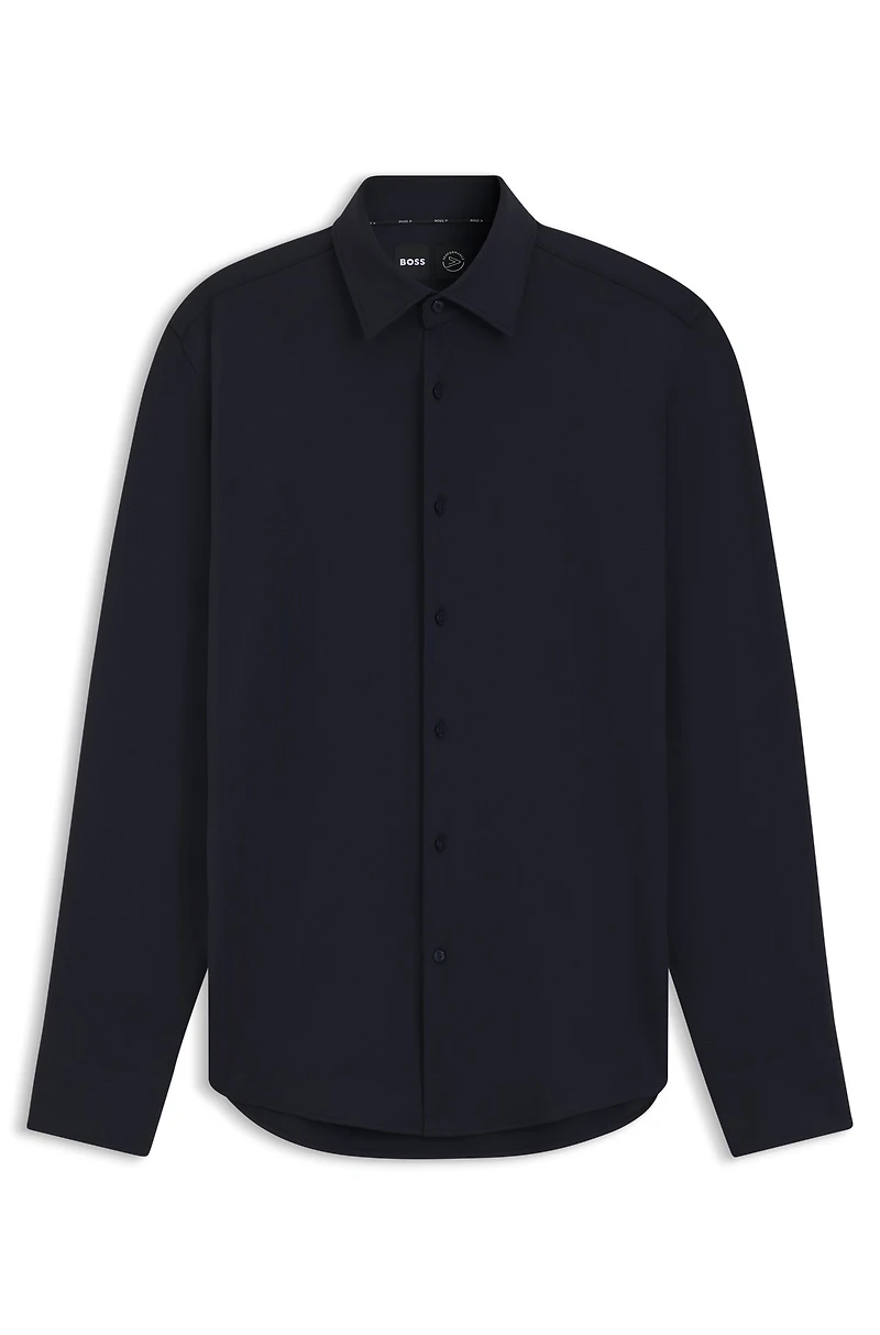 Slim-fit shirt structured performance-stretch jersey