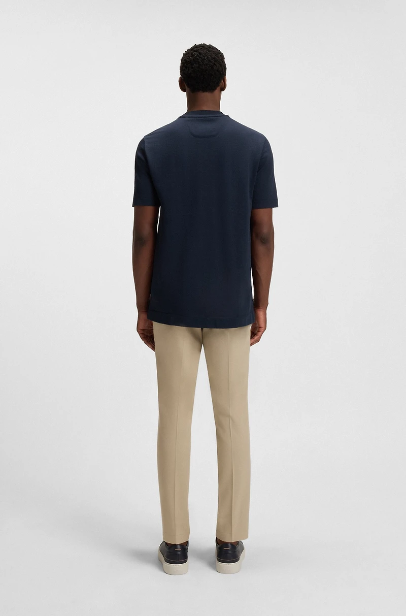 Cotton-silk T-shirt with Prince of Wales check