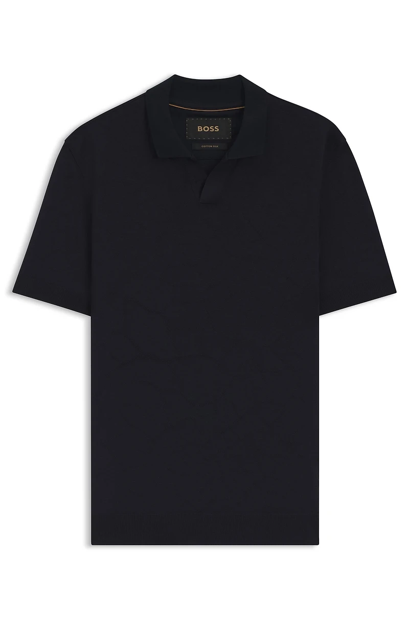 Johnny-collar polo shirt cotton piqu
