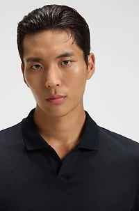 Johnny-collar polo shirt cotton piqu