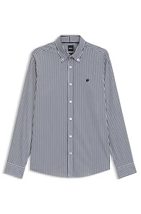 Slim-fit shirt a striped cotton blend