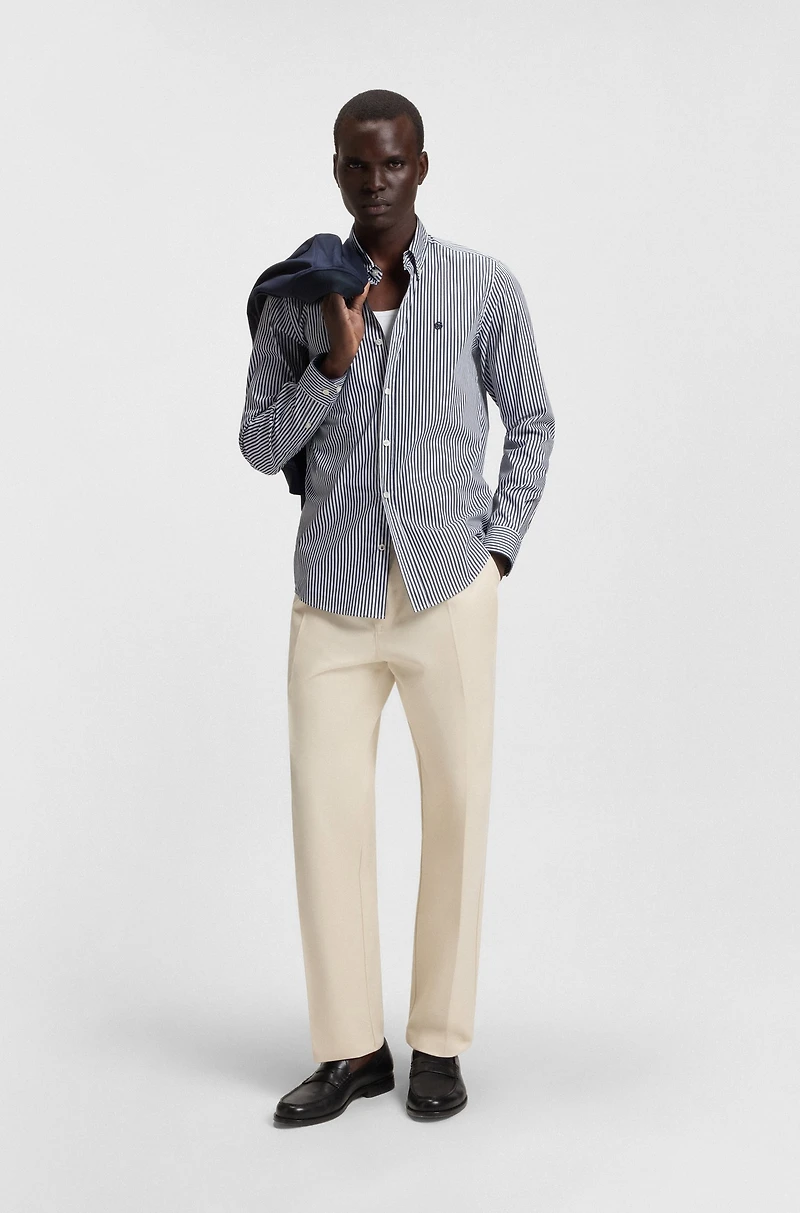 Slim-fit shirt a striped cotton blend
