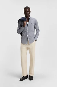 Slim-fit shirt a striped cotton blend