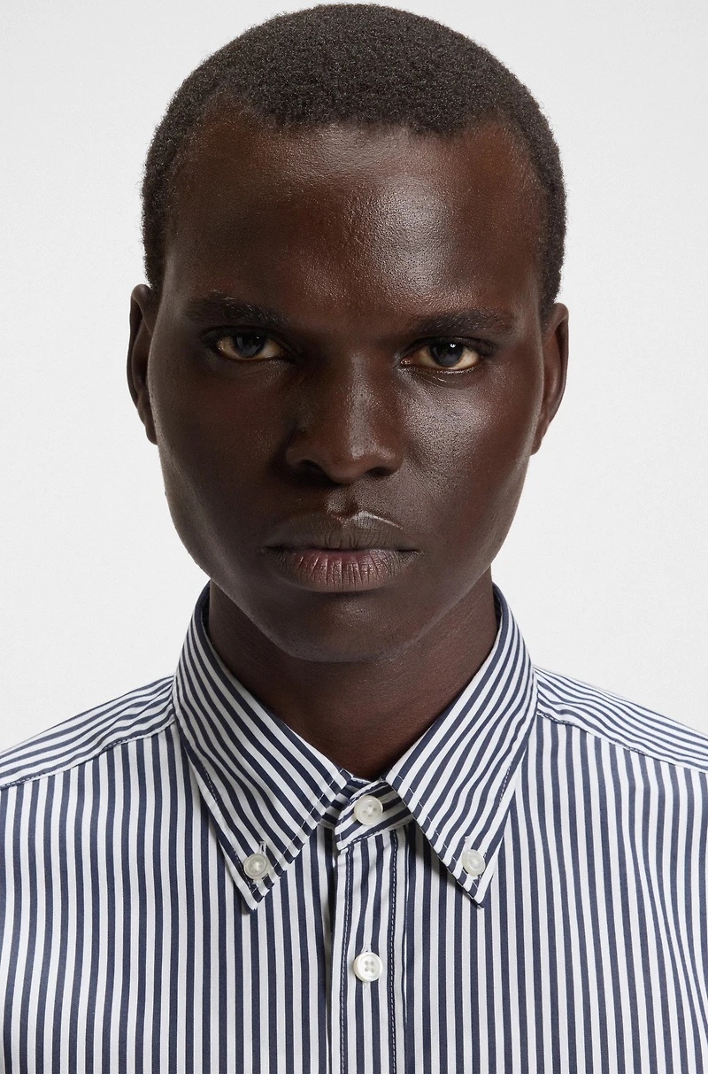 Slim-fit shirt a striped cotton blend