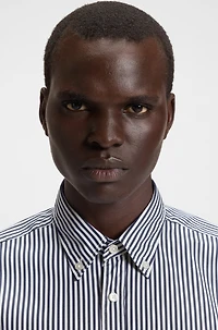 Slim-fit shirt a striped cotton blend