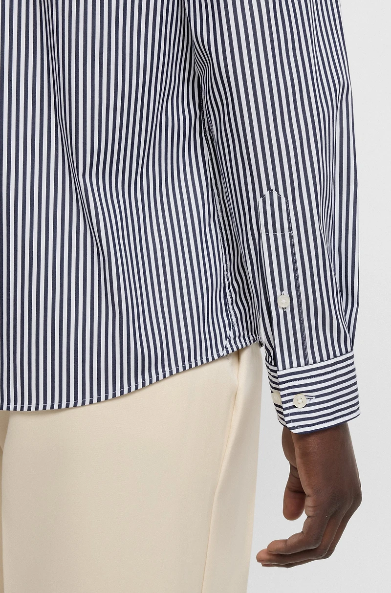Slim-fit shirt a striped cotton blend