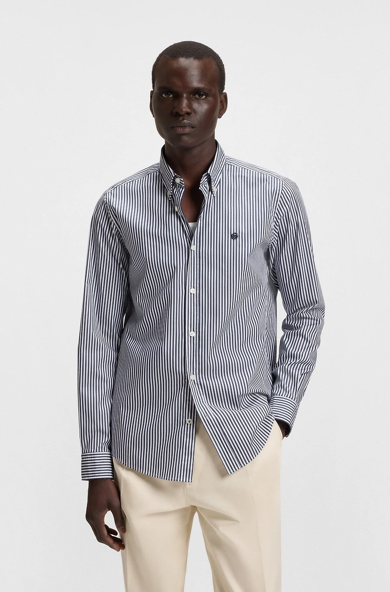 Slim-fit shirt a striped cotton blend