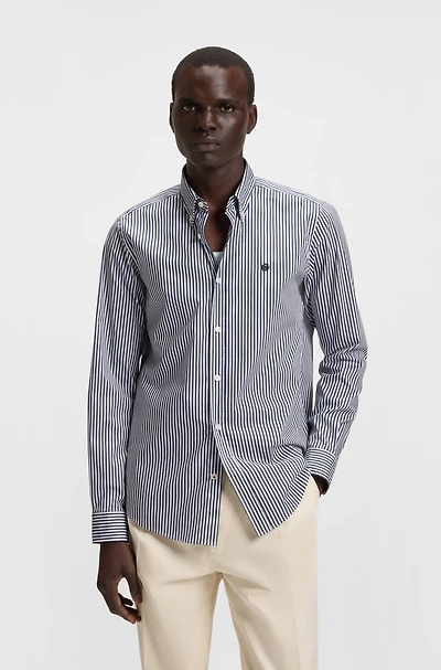 Slim-fit shirt a striped cotton blend