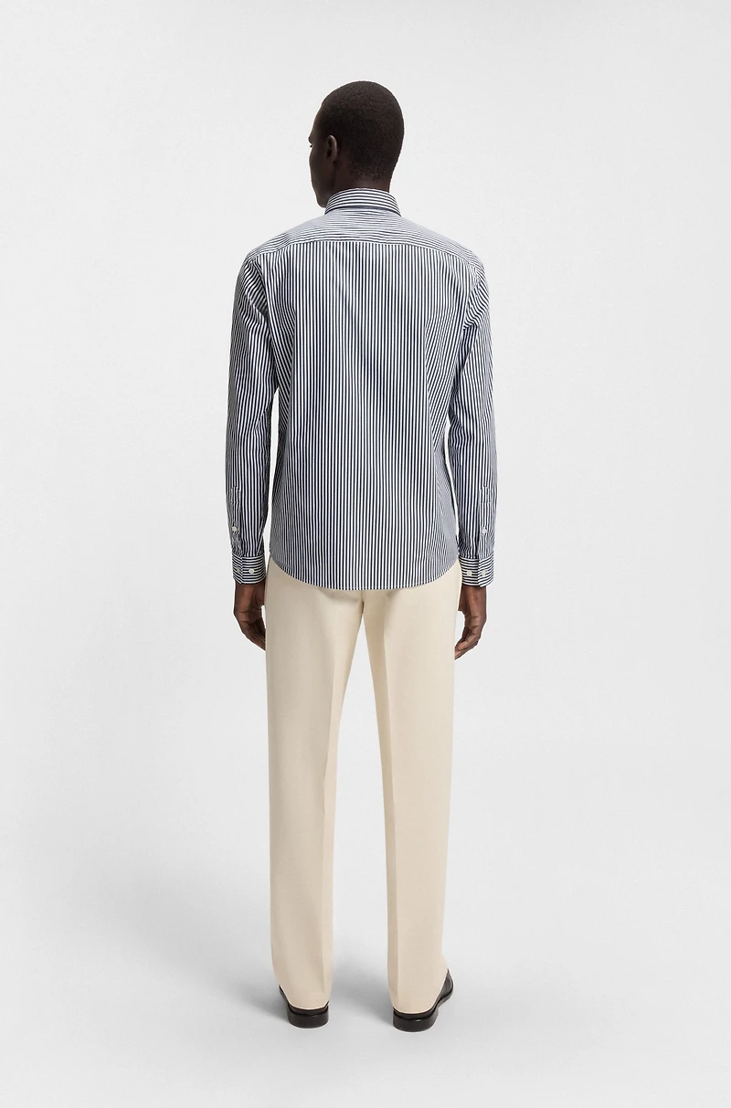 Slim-fit shirt a striped cotton blend
