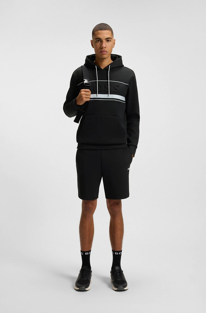 Stripe-detail hoodie a cotton blend