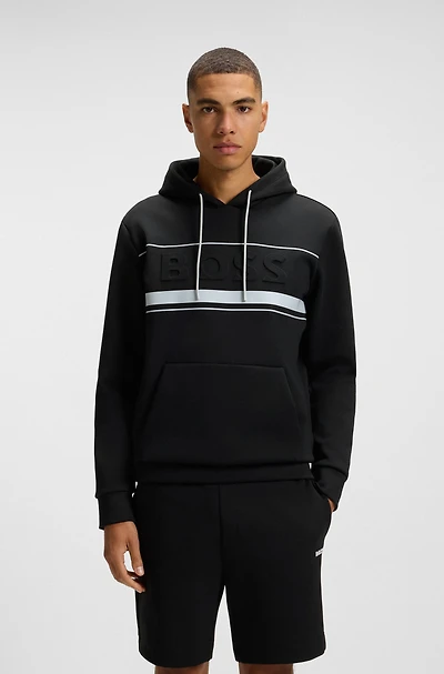 Stripe-detail hoodie a cotton blend