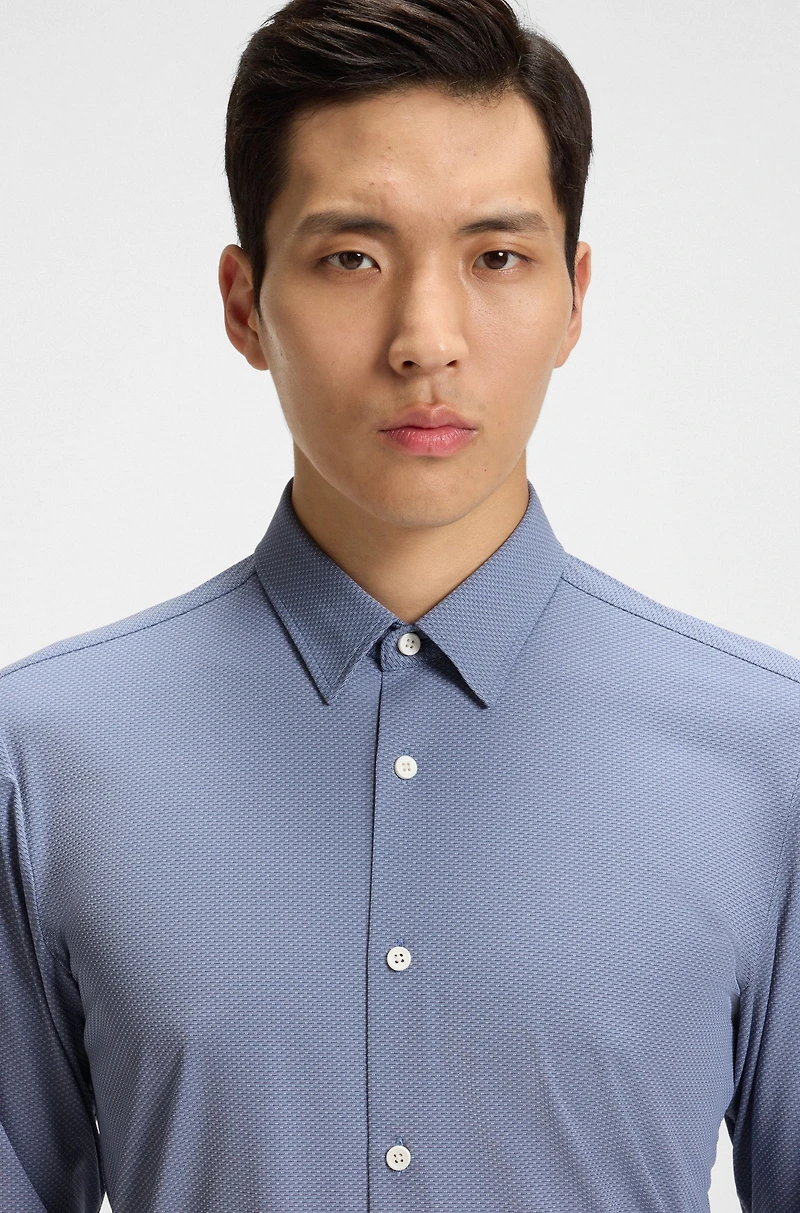 Slim-fit shirt performance-stretch Italian jacquard