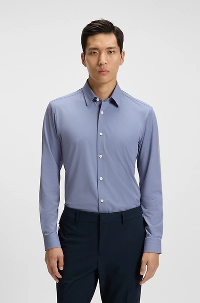 Slim-fit shirt performance-stretch Italian jacquard