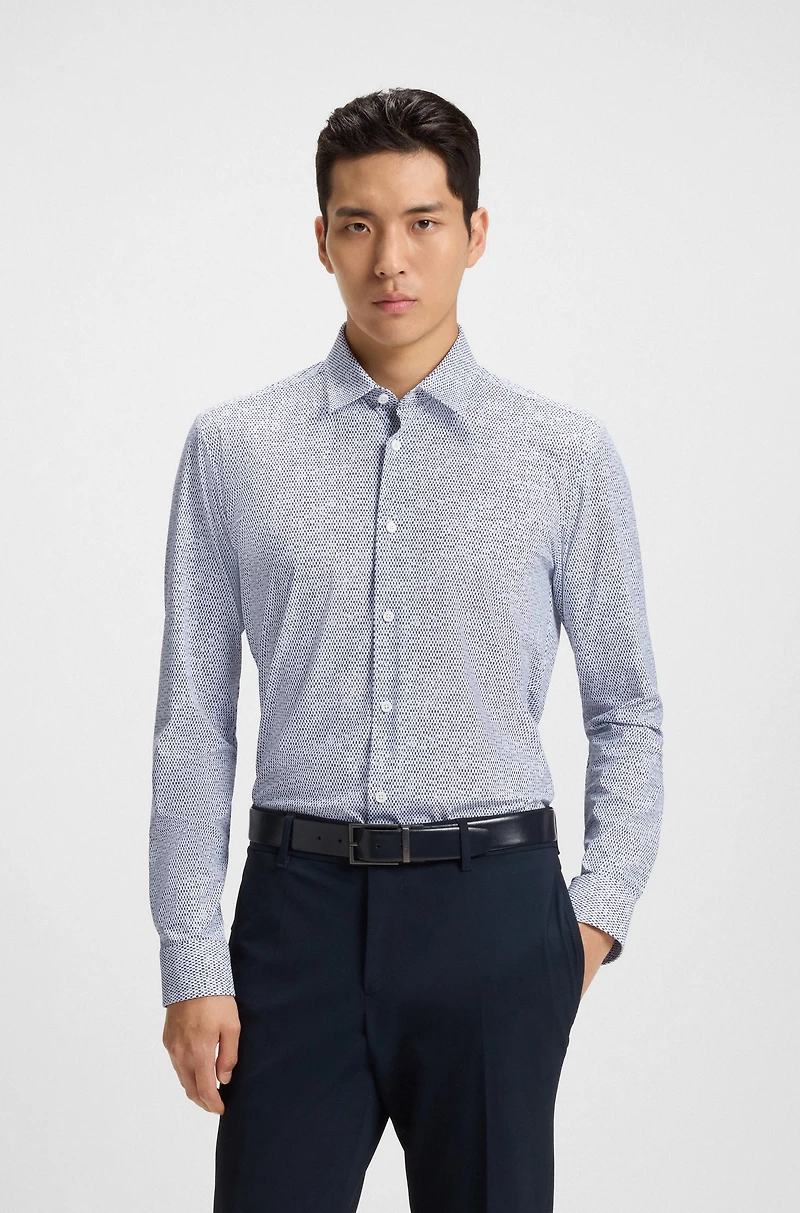 Slim-fit shirt printed performance-stretch jersey