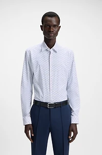 Slim-fit shirt printed performance-stretch jersey